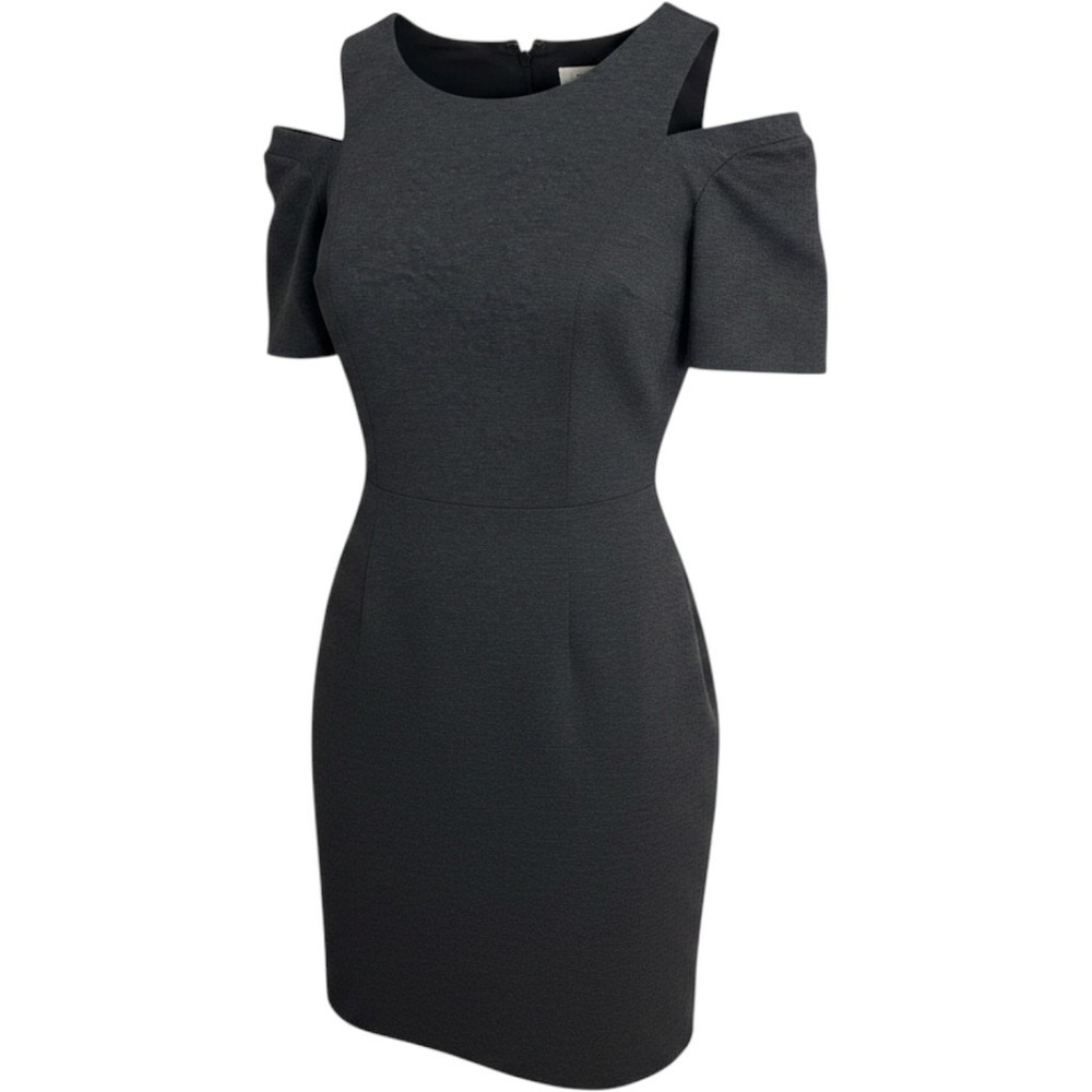 1.STATE Cold Shoulder Mini Dress Womens 6 Gray‎ Excellent Fit & Flare Cocktail